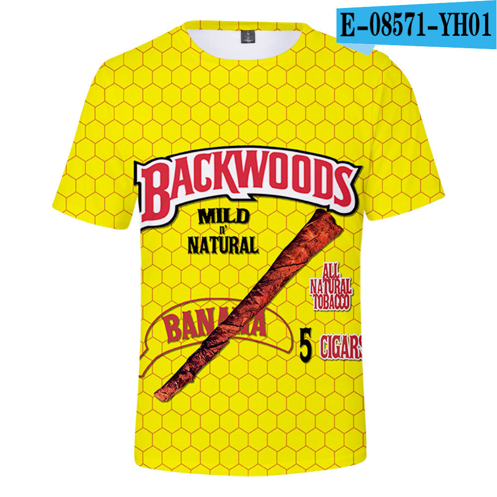 European And American Trend Cigar 3D Digital Printing Trend Men's And Women's Short Sleeves