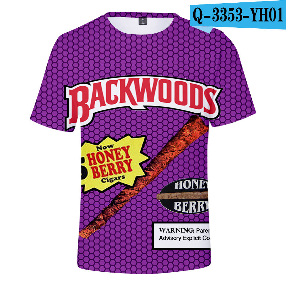 European And American Trend Cigar 3D Digital Printing Trend Men's And Women's Short Sleeves