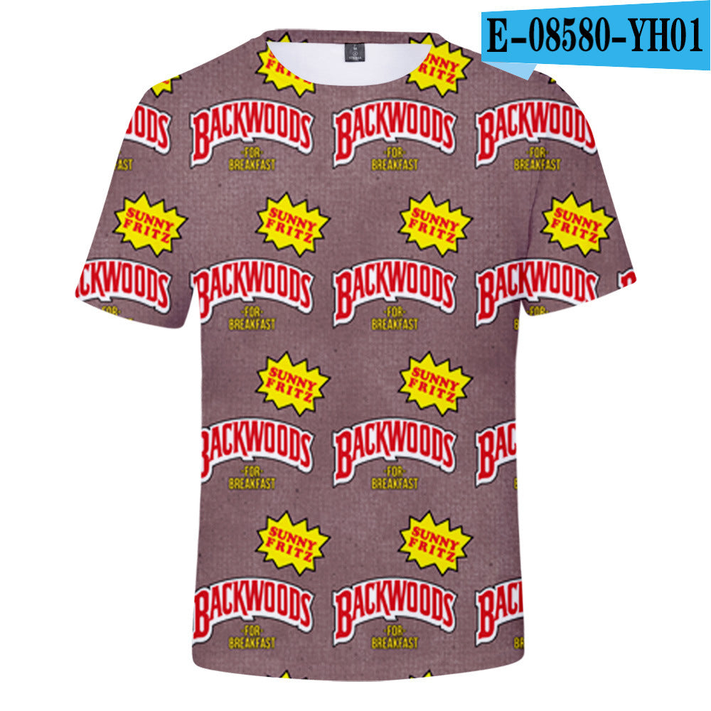 European And American Trend Cigar 3D Digital Printing Trend Men's And Women's Short Sleeves