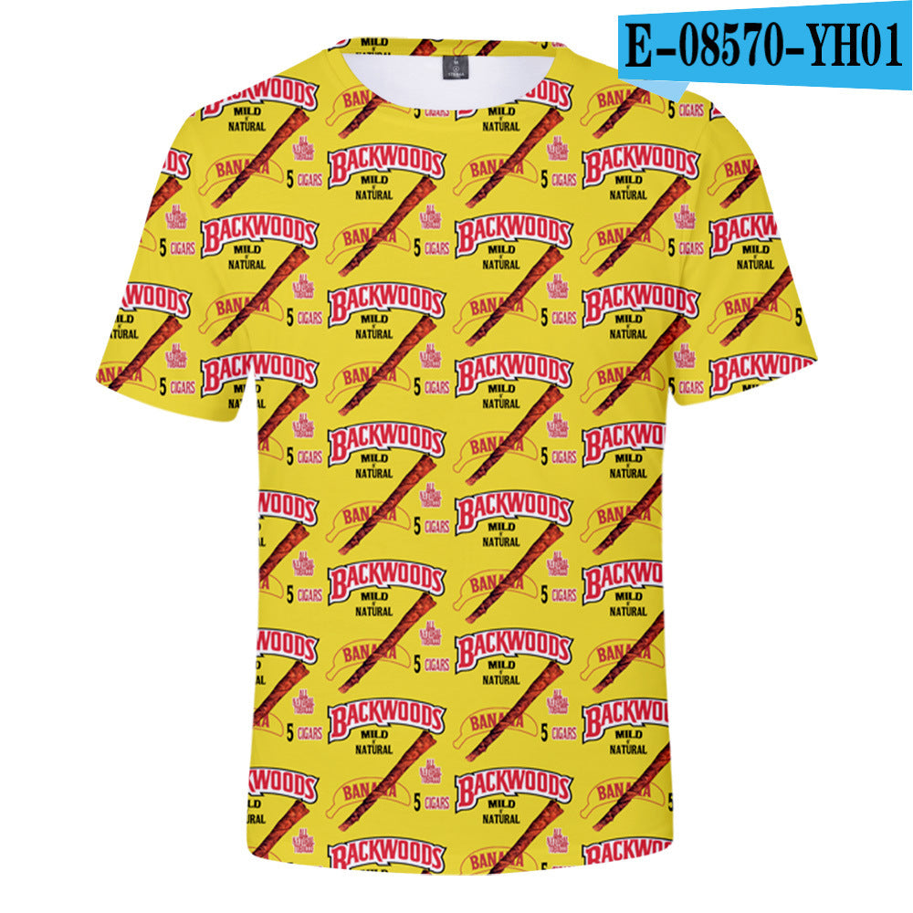 European And American Trend Cigar 3D Digital Printing Trend Men's And Women's Short Sleeves