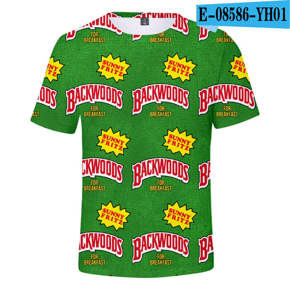 European And American Trend Cigar 3D Digital Printing Trend Men's And Women's Short Sleeves