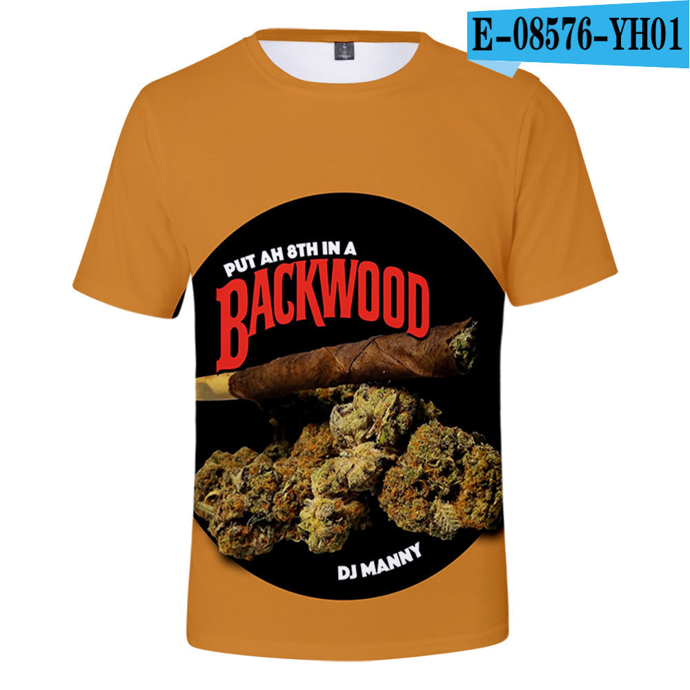 European And American Trend Cigar 3D Digital Printing Trend Men's And Women's Short Sleeves