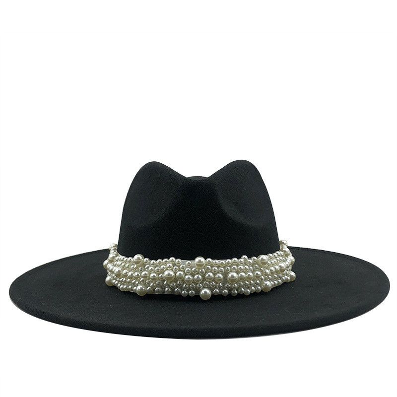 Halo of Pearls Black Fedora | Threshing Floor Farmstead