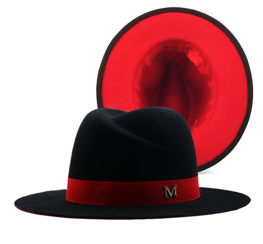 Black Top Hat European And American British Style All-Match Flat-Brimmed Jazz Hat Woolen Hat